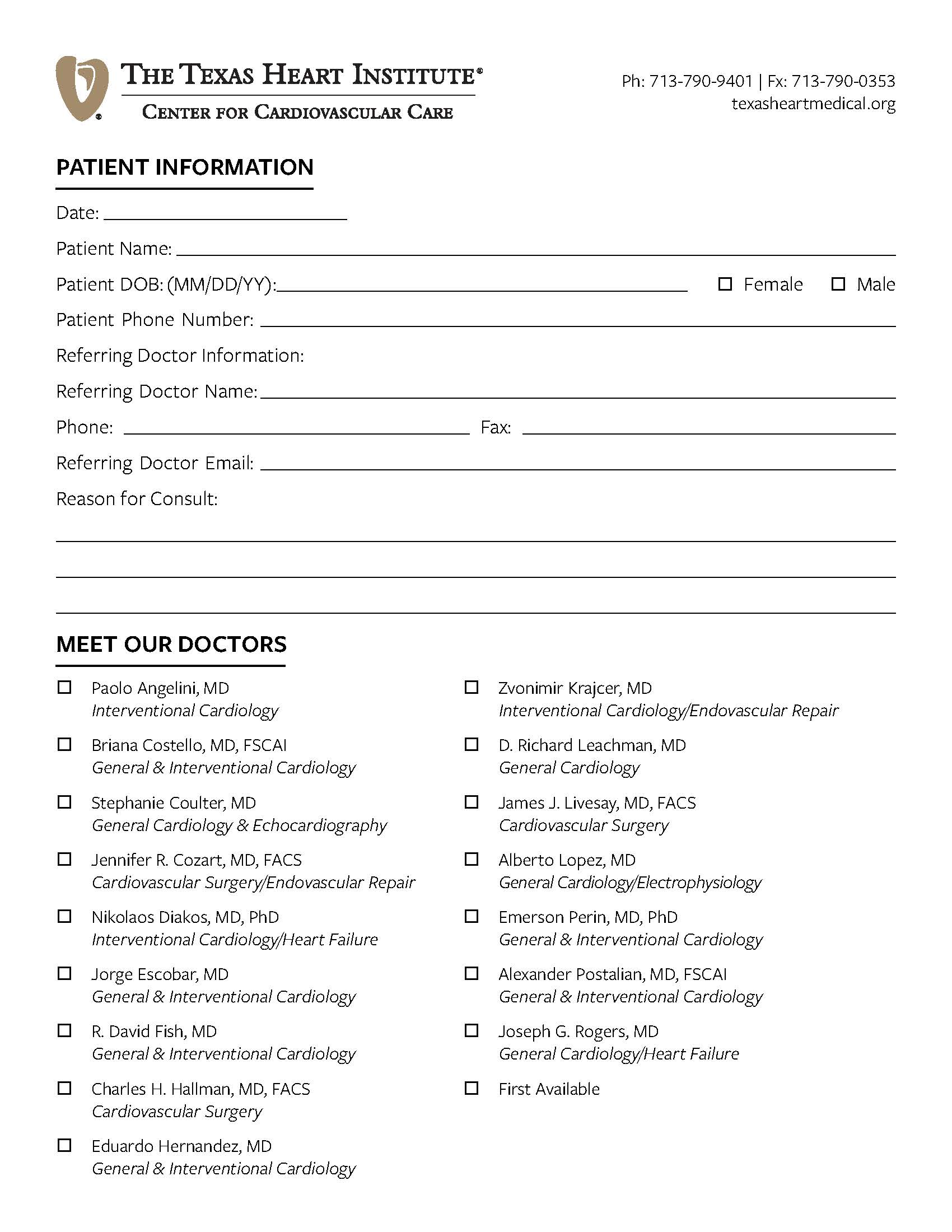 For Physicians » The Texas Heart Institute